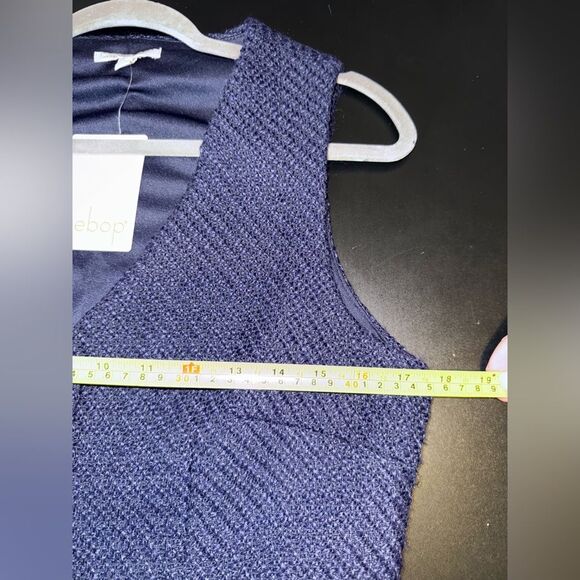 Bebop Navy Blue Sleeveless Tweed Buttoned Nautical Coastal Mini Dress Sz L NWT - Picture 6 of 7
